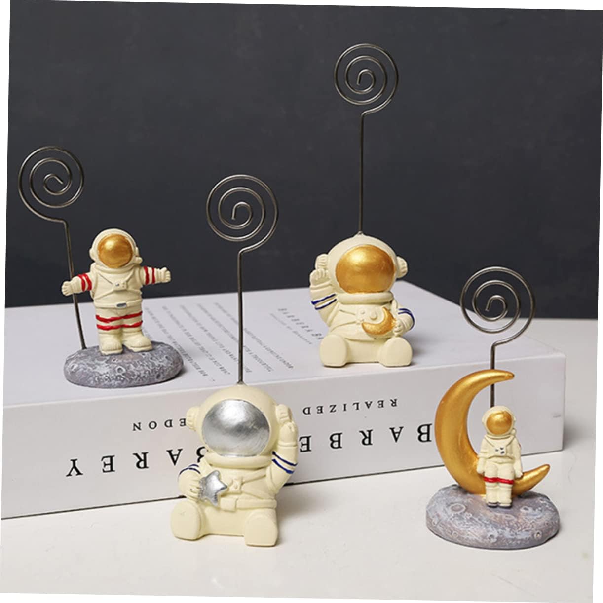 Homoyoyo Astronaut Photo Clip Holder Creative Memo and Note Organizer for Home Office and School Adorable Moon Design Golden Finish for Decorative Use
