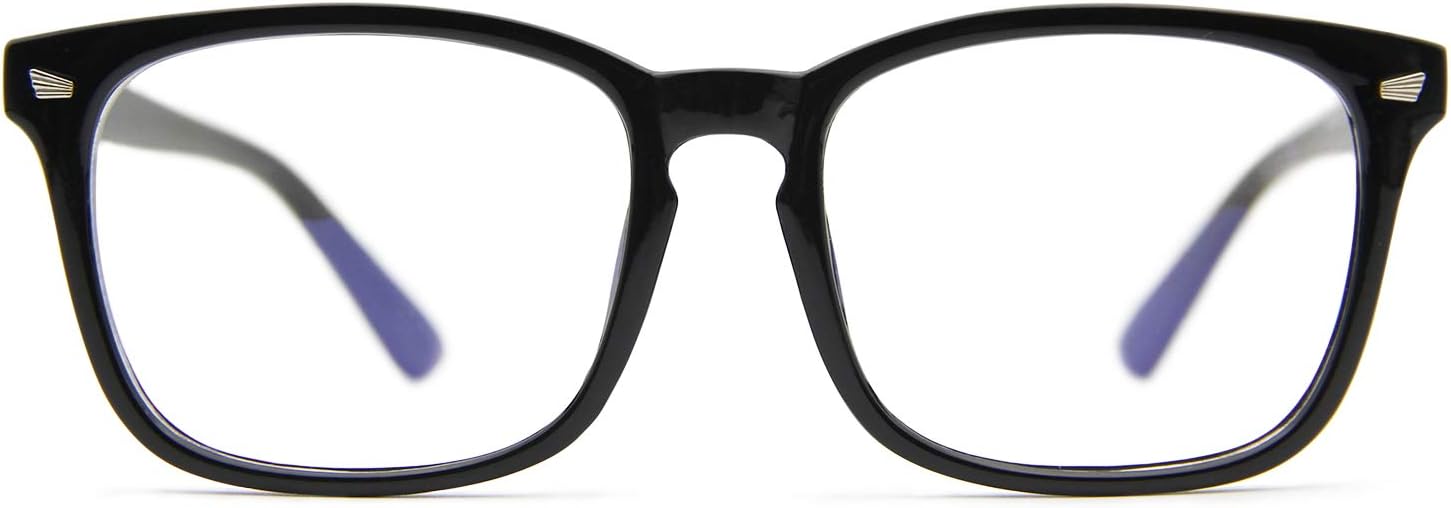 Blue Light Blocking Glasses, Anti Eye Strain Headache (Sleep Better),Computer Reading Glasses UV400 Transparent Lens (Black)