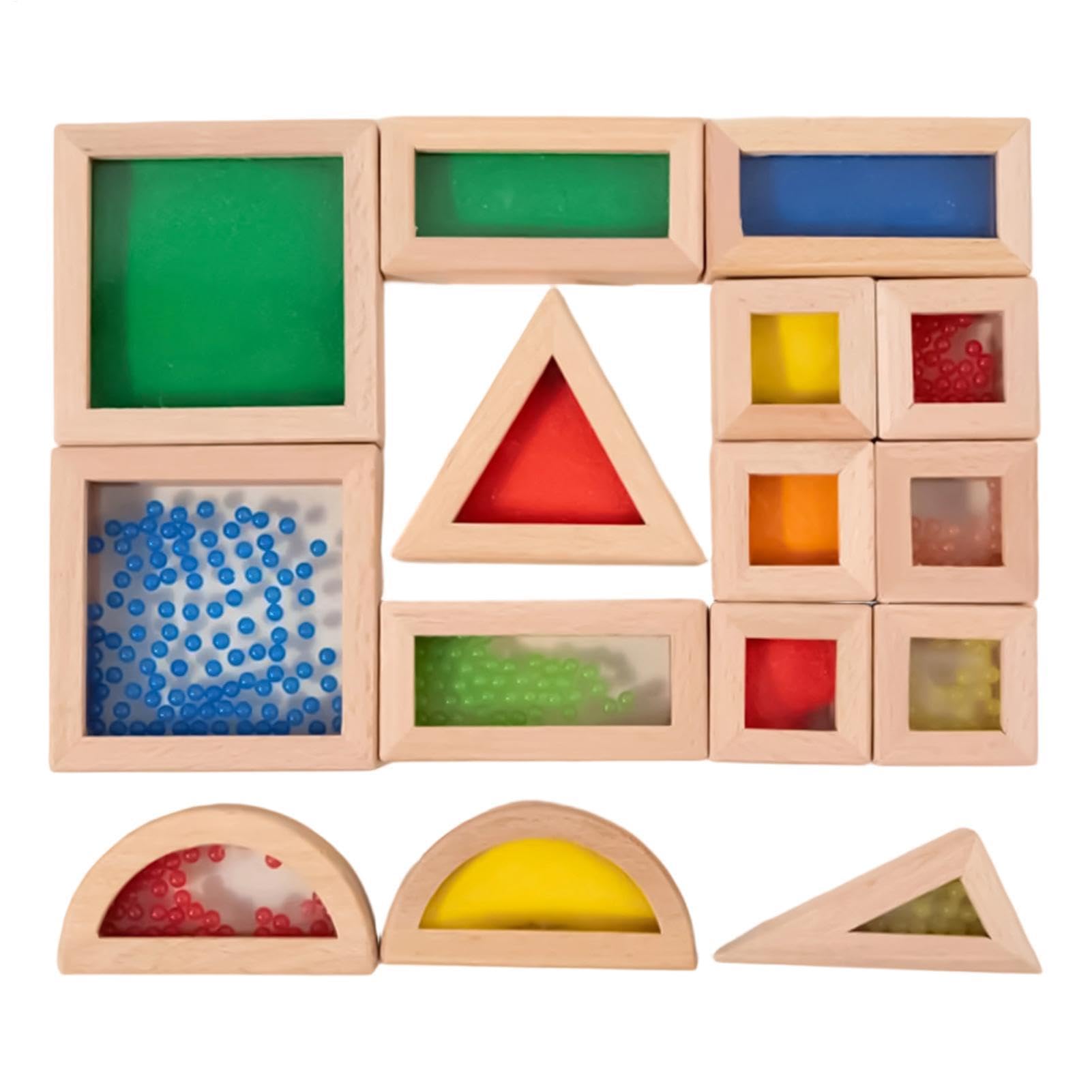 Generisch Sensory Blocks, 15-Piece Wooden Educational STEM Toys
