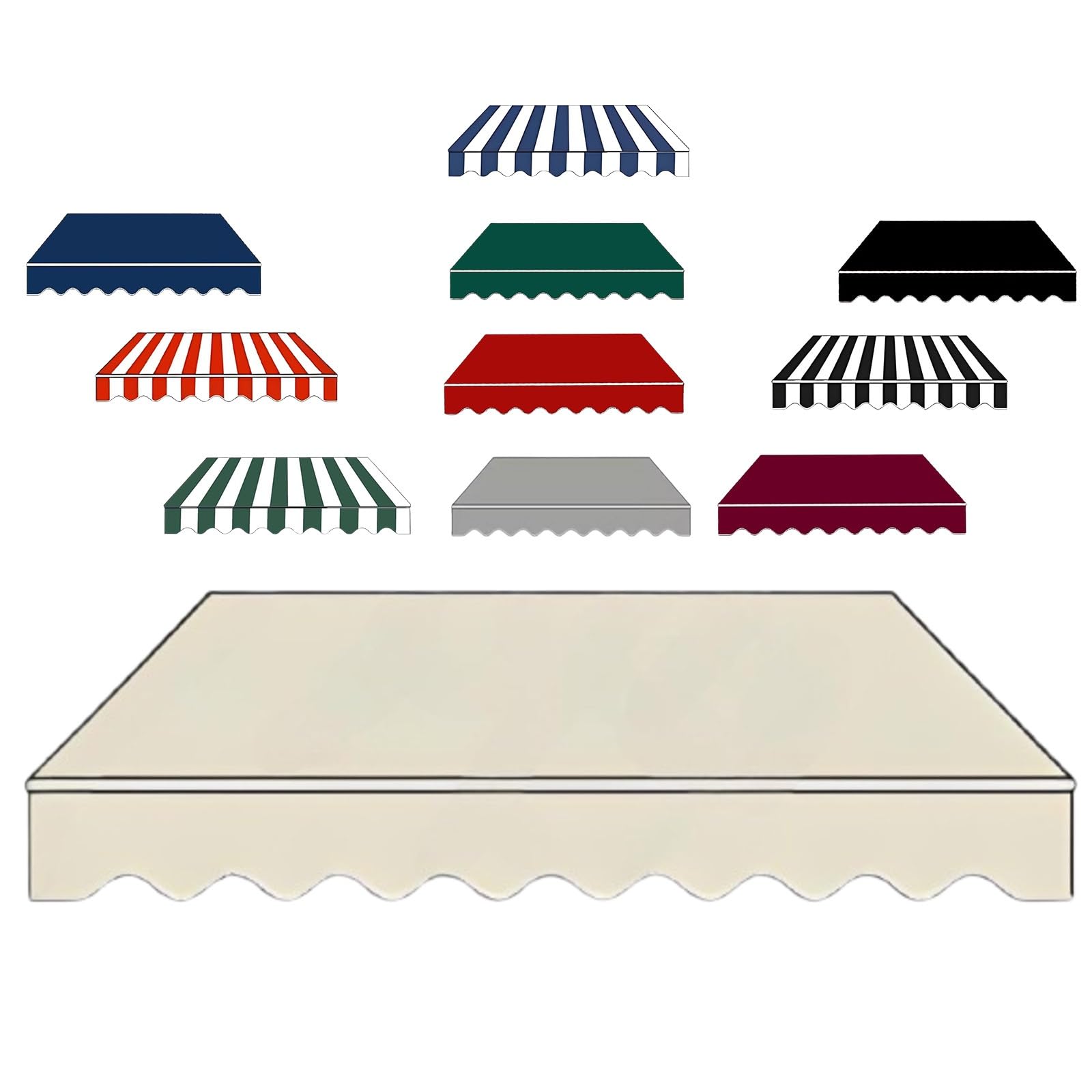 Tela di ricambio per tenda da sole impermeabile, per giardino e patio, 200 cm, 300 cm, 400 cm, 500 cm, 600 cm, copertura per baldacchino per esterni per aziende (Begie 700 x 350 cm)