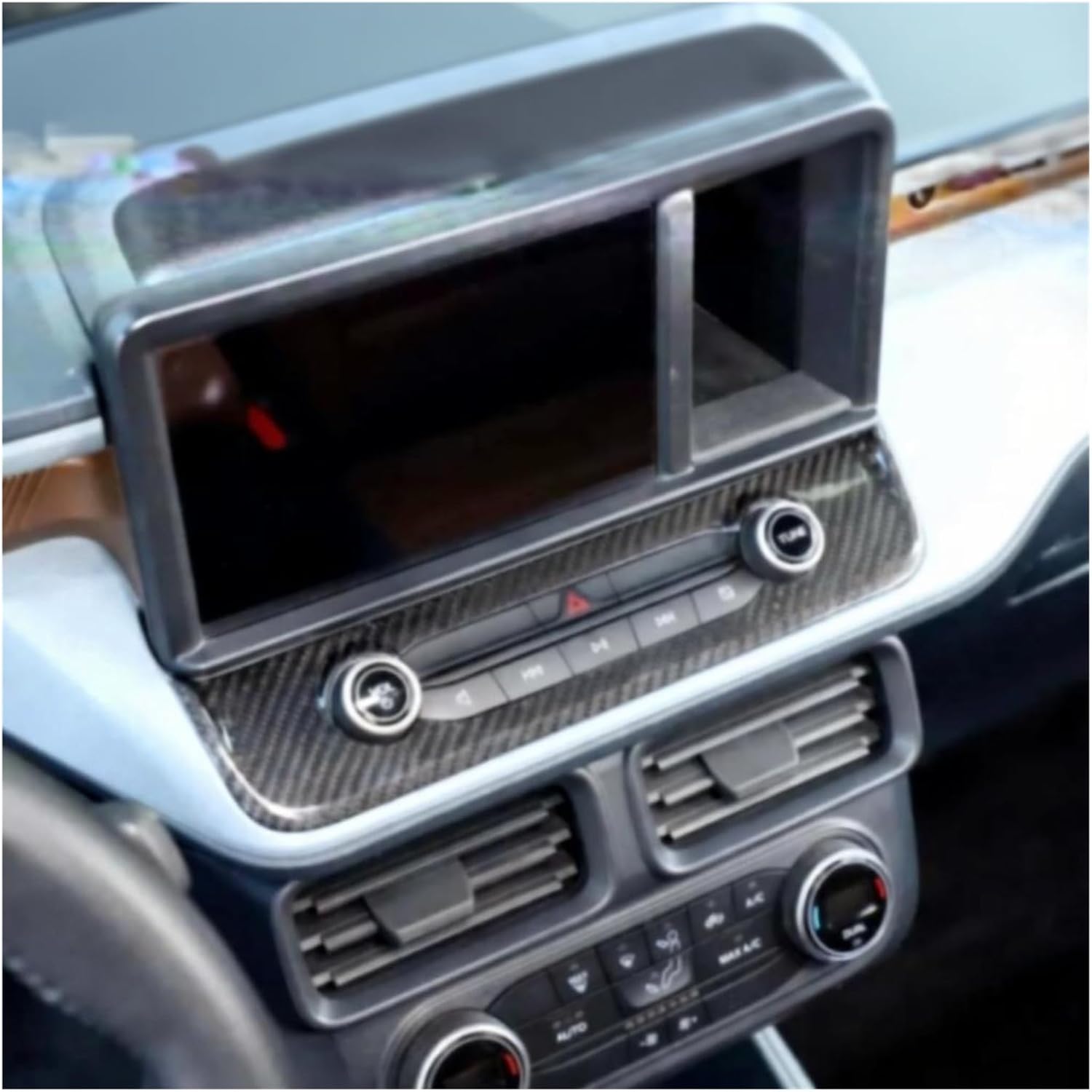 2022-2024 Compatible for Ford Maverick Car Controls Center Multimedia Button Frame Cover Sticker Real Carbon Fiber Interior Car Accessories