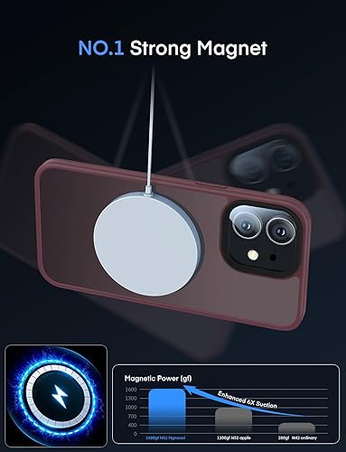Miniatura 3 de Mgnaooi Funda magnética para iPhone 11 probada contra caídas de grado militar y compatible con MagSafe parte trasera translúcida mate, antihuellas,