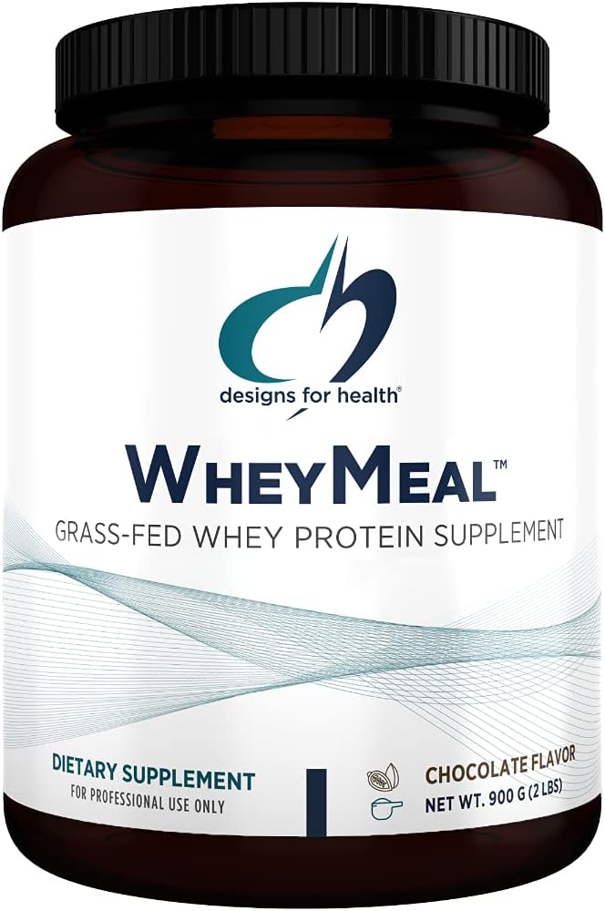 Designs for Health WheyMeal - Grass Fed Whey Meal Supplement Shake Powder with 16g Protein, Supports Immune Health + Detox - Non-GMO + Gluten-Free, Chocolate (25 Servings / 900g)