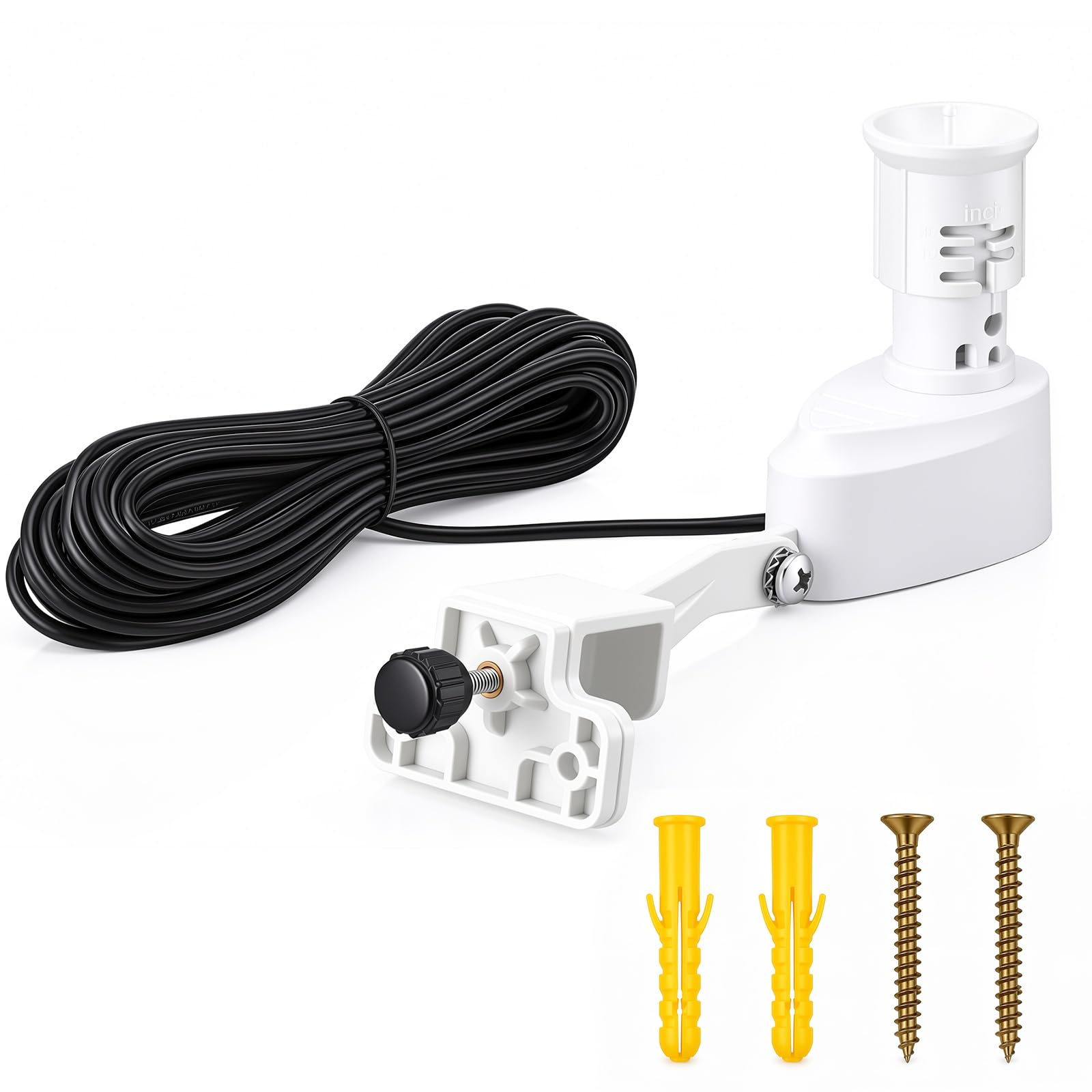 Sensore di pioggia cablato per sistema di irrigazione Cavo di collegamento da 7,6 m Soglia di pioggia regolabile 5-20 mm Design resistente alle intemperie Spegnimento automatico