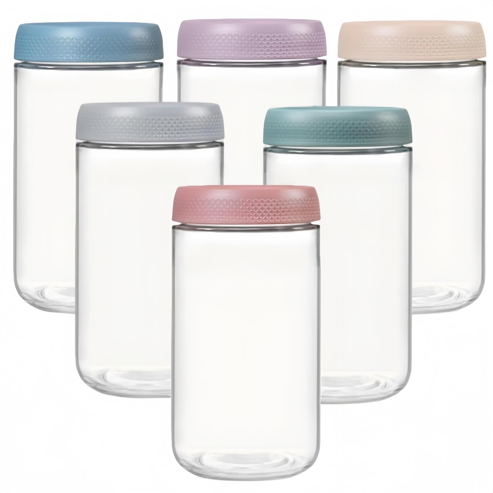 Siocok 6 Pack 12oz Glass Jars with Lids, with Screw Lid Reusable Small Mason jars Overnight Oats Jars, Glass Candy Canning for Food Prep, Yogurt, Spice,Fruit, Sauce, Cereal, Snacks