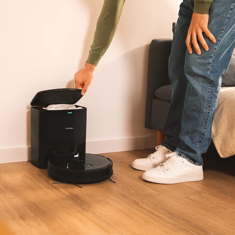 Cecotec Robot Aspirador con Base de Autovaciado Conga 2299 Ultra Home Genesis. Tecnología Giroscópica, 2100 Pa, App, Cepillo Multifunción, Alexa, Depósito Mixto, Capacidad 3 litros, para Suelo Duro