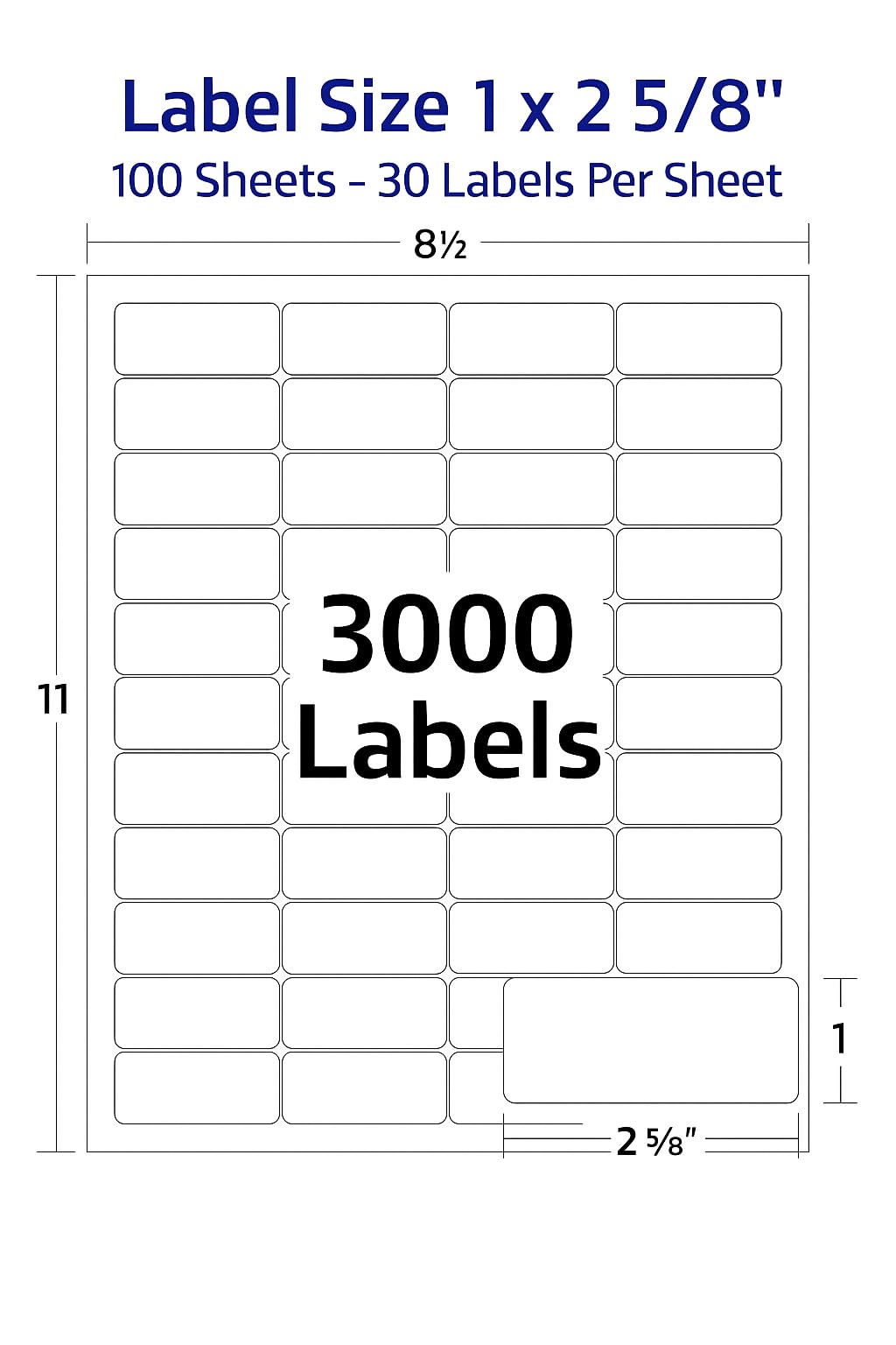 Easy Peeling Printable Address Shipping Labels, 2.625" x 1" | Customizable Sticker | White | 3,000 Blank Mailing and Shipping Labels | Inkjet and