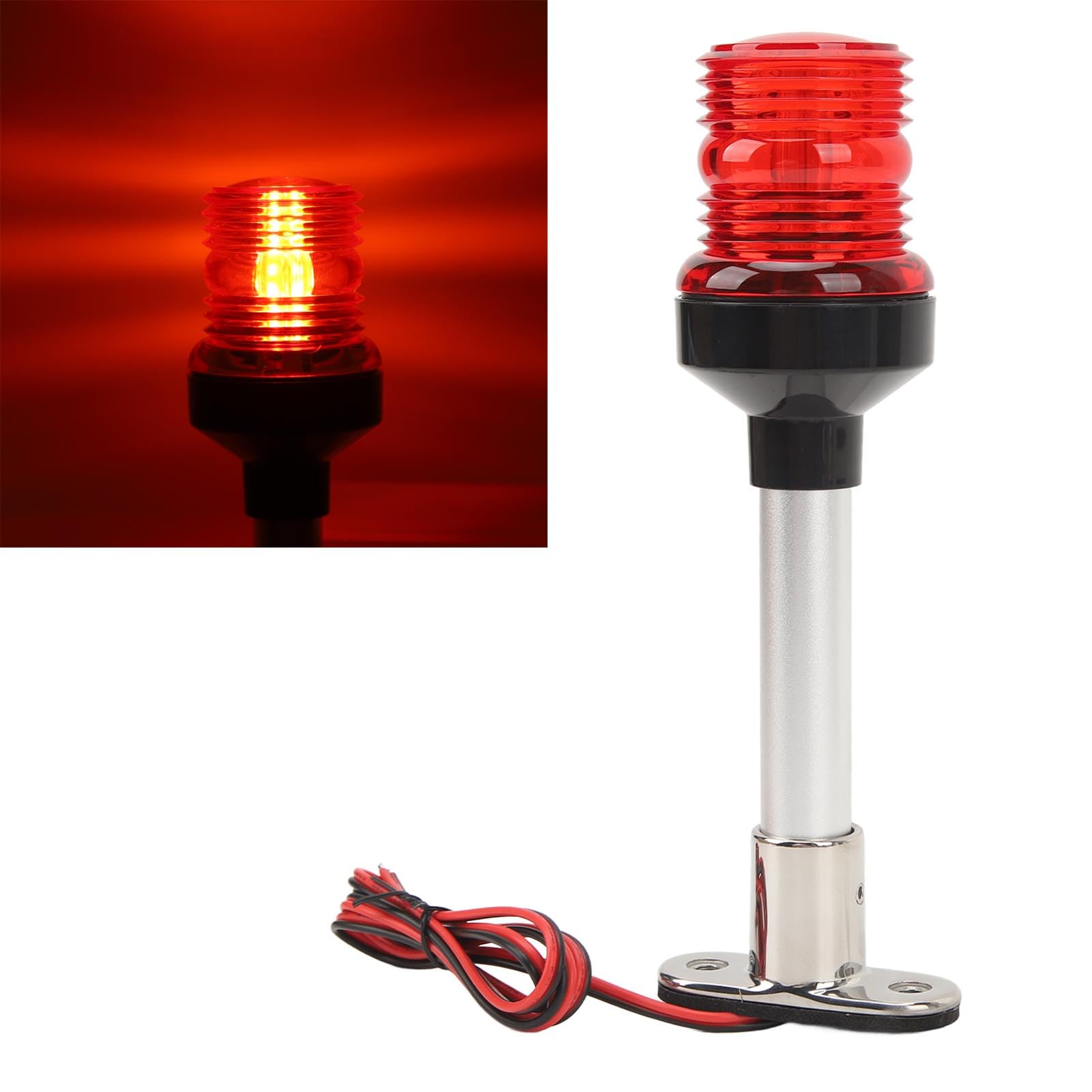 Yosoo Health Gear Luce di Poppa per Barche, Luce di Navigazione a LED a 360 Gradi con Base in Acciaio Inossidabile 316, 33 LED Oltre visibilità 2NM DC 12V 24V per Barche da Pesca Yacht Uso Marino