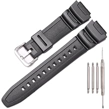 Resin Strap Compatible with Casio AE-1300 AE-1200 F-108 W-216H AE-1000w SGW-300H AQ-S800W W-800H Men's Watch Band Sport Waterproof Silicone Replacement Bracelet