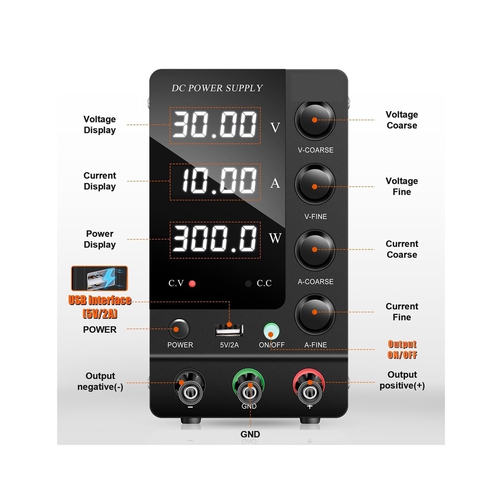 Zasilacz prądu stałego, Regulowany Cyfrowy Zasilacz Laboratoryjny Regulator Napięcia 30 V 60 5A 120 3A Naprawa AC Na DC(32V6A SPS-C3206)
