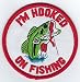 Hooked on Fishing Logo Embroidered Iron on or Sew on Patch