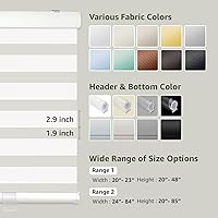 Vista 4 de FOIRESOFT Persianas y persianas enrollables de cebra sin cordones básicas, inalámbricas, blancas, 42 pulgadas de ancho x 64 pulgadas de alto