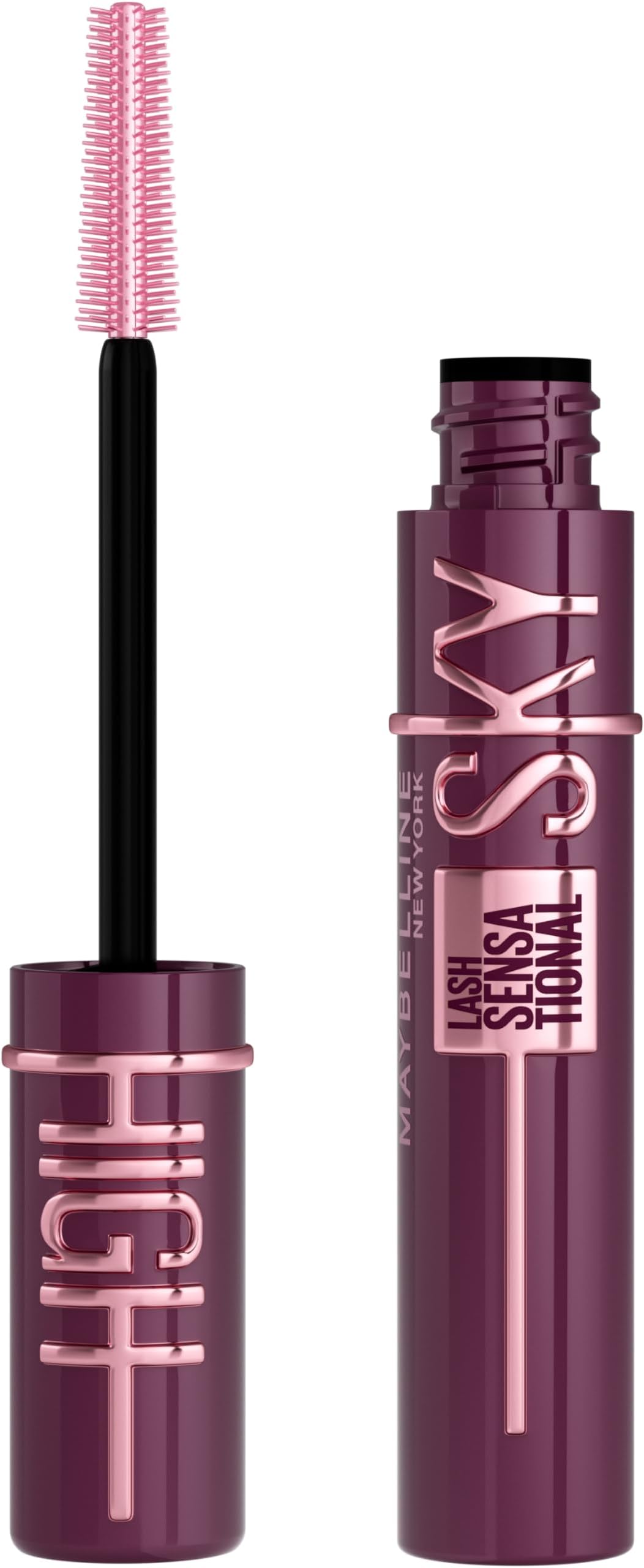 New York, Sky High Lash Sensational Mascara, Limitless Length & Volume, Flex Tower Brush, Light-as-Air Feel, With Bamboo Extract, Burgundy Haze