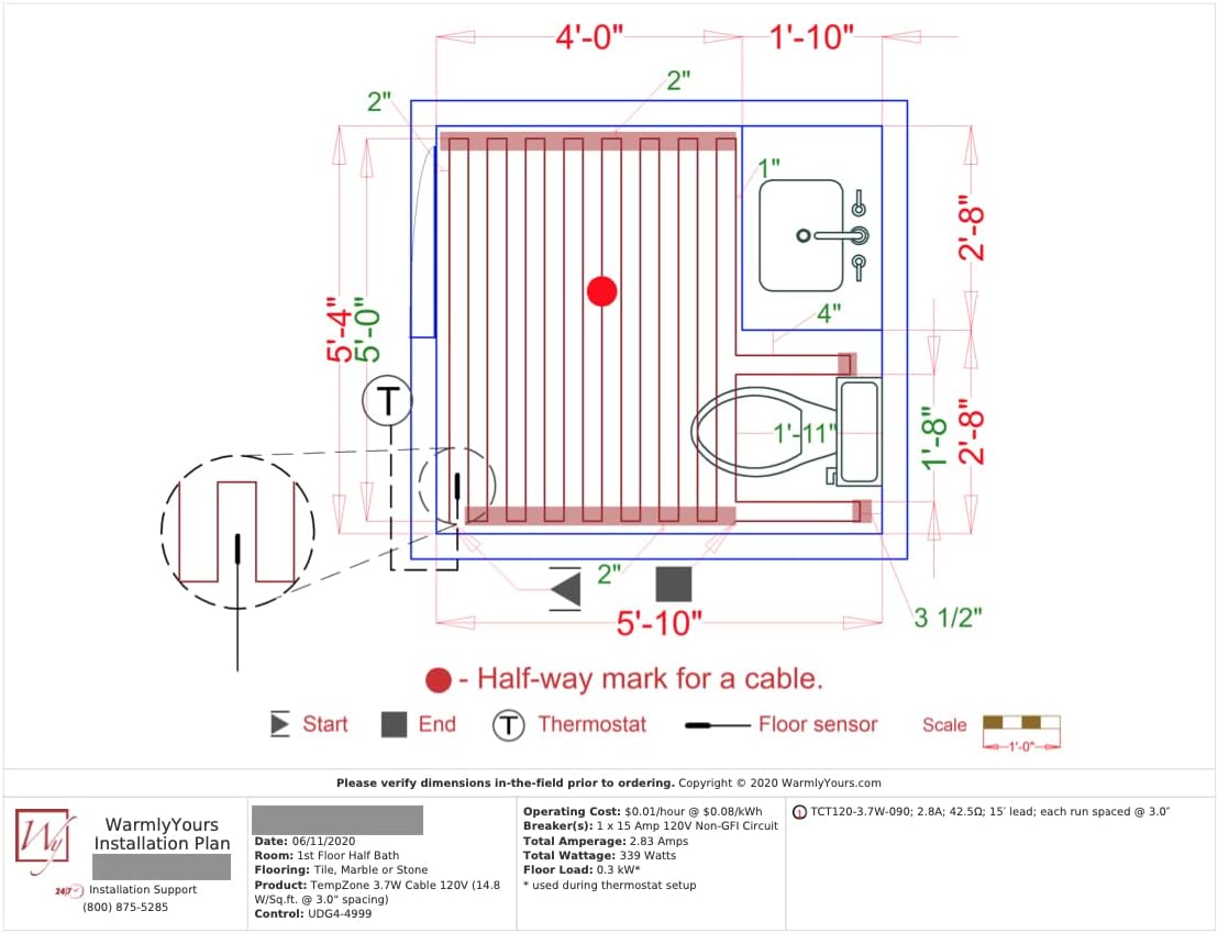 Amazon Crazy 🔥 Deals WarmlyYours TCT120-KIT-OT-090 TempZone Electric Floor Heating Cable Kit with Strips, 90 ft. (22.5 sq. ft.)