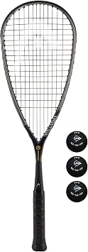 HEAD Graphene G.110 Squash Racket & 3 Squash Balls Includes Pro Balls Double Yellow Dot