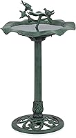 Alpine Corporation 33" Green Lotus Birdbath - Durable Polypropylene Outdoor Garden Statue Attracts Birds for Patio, Yard & Deck