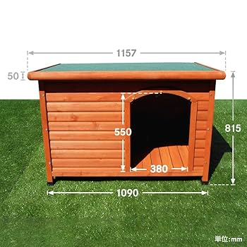 木製犬小屋 Amazon | アークランズ 犬小屋 片屋根木製犬舎 Lサイズ 屋外