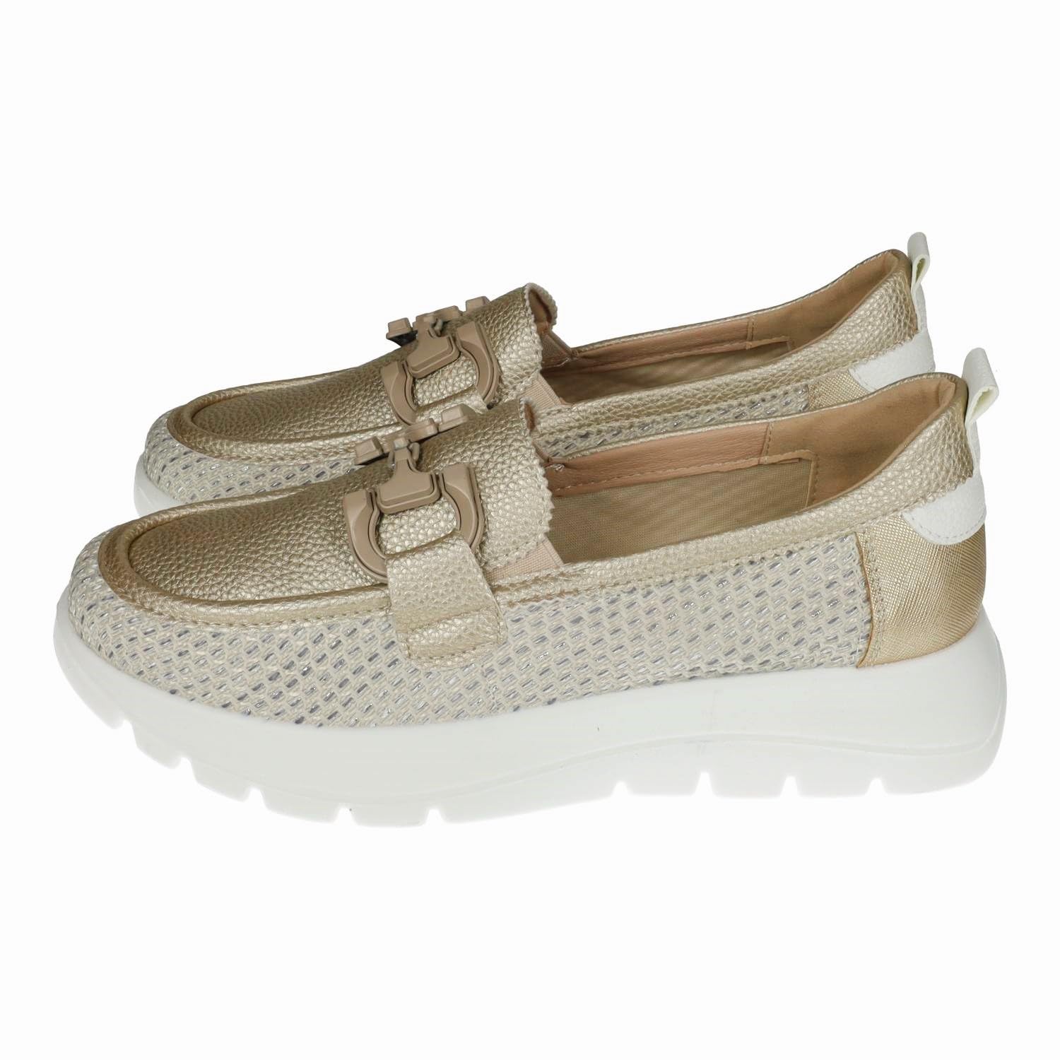 mysoft 25M269 Mocasines Color Patino con Plataforma y Adorno metálico Mujer Zapatos MOCASÍN
