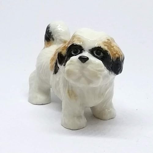 Miniatura 8 de ZOOCRAFT Pequeña figura de cerámica para perro Shih Tzu, pintada a mano, decoración coleccionable de regalo de porcelana