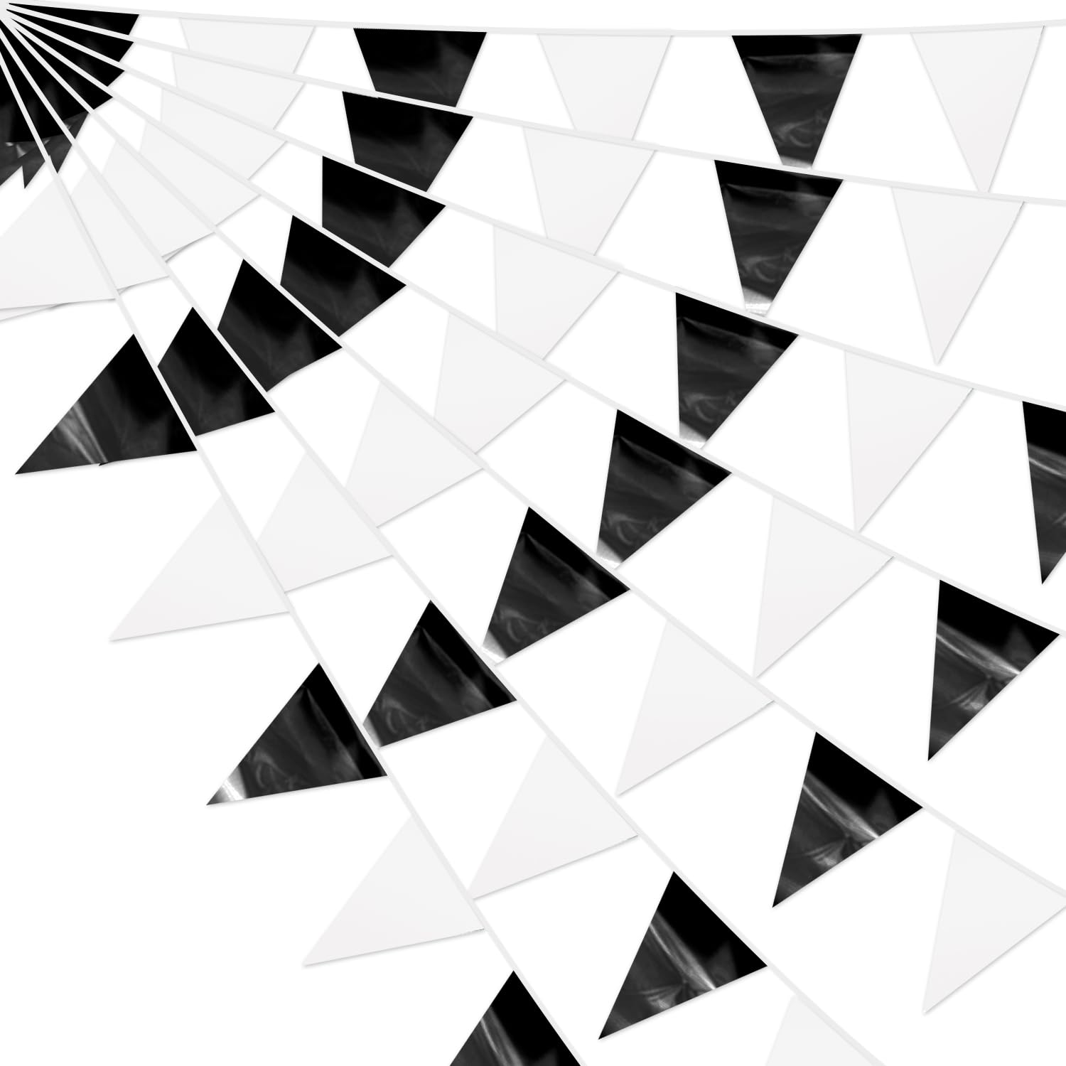 8 Black White Pennant Bunting