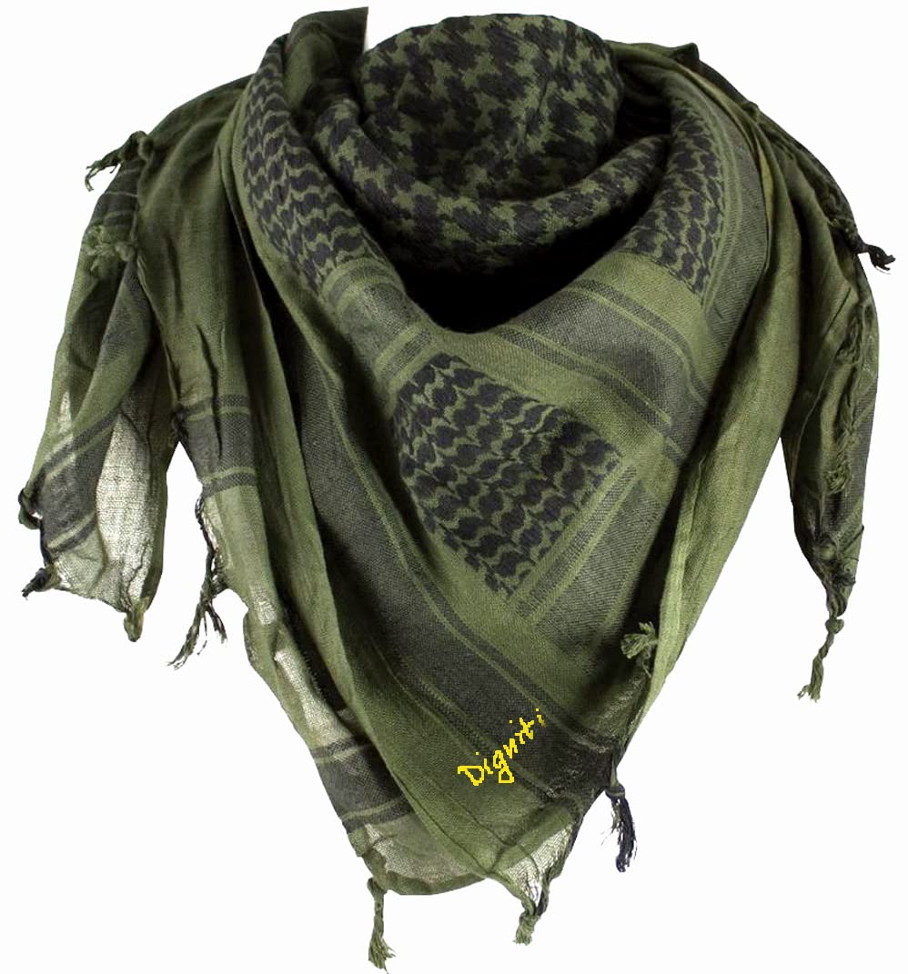 Commando Army Scarf - Shemagh Military Combat Camouflage Afgani Patka for Men Women - Cotton, Green Unisex Multi-Purpose NCC Scarf