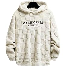Mens Letter Embroidery Textured Drop Shoulder Fuzzy Hoodie, Casual Fashion Long Sleeve Hooded Sweatshirt