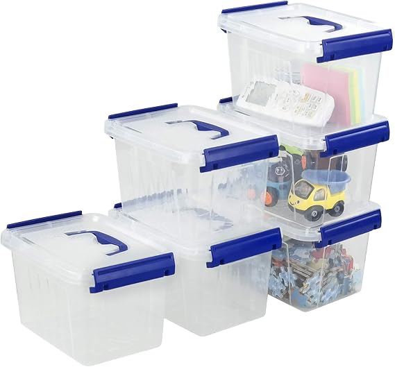 Plastic Storage Boxes with Lids, Plastic Container Box Set of 6