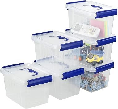 Plastic Storage Boxes with Lids, Plastic Container Box Set of 6