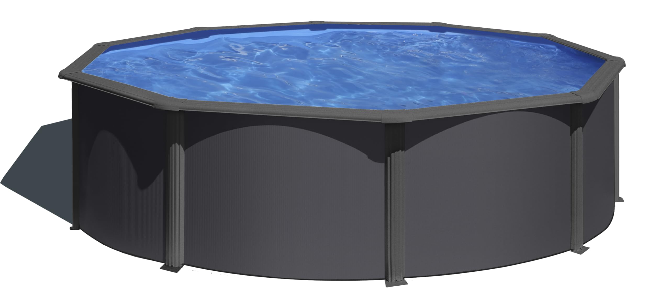 Gre KIT460GY Louko - Piscine Hors-​Sol en Acier, Piscine Ronde avec Structure en Acier Gris Anthracite. Piscines Hors-​Sol pour Jardin, Ø460x120 cm