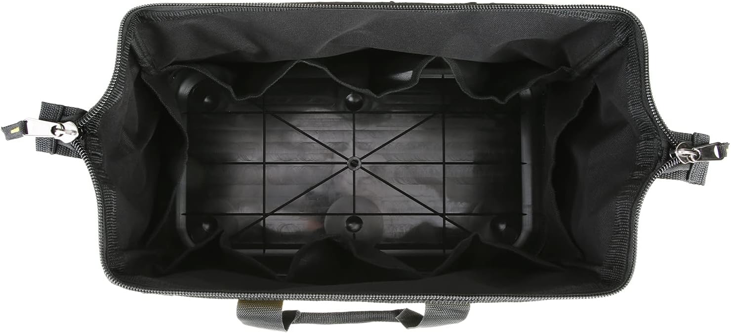 Tahoe Trails 16" Wide Mouth Tool Bag and Organizer for Home, Workshop, or Job Site, Molded Waterproof Base with 21 Pockets and 7 Belt Loops, Padded Handle, Adjustable Shoulder Strap - - 