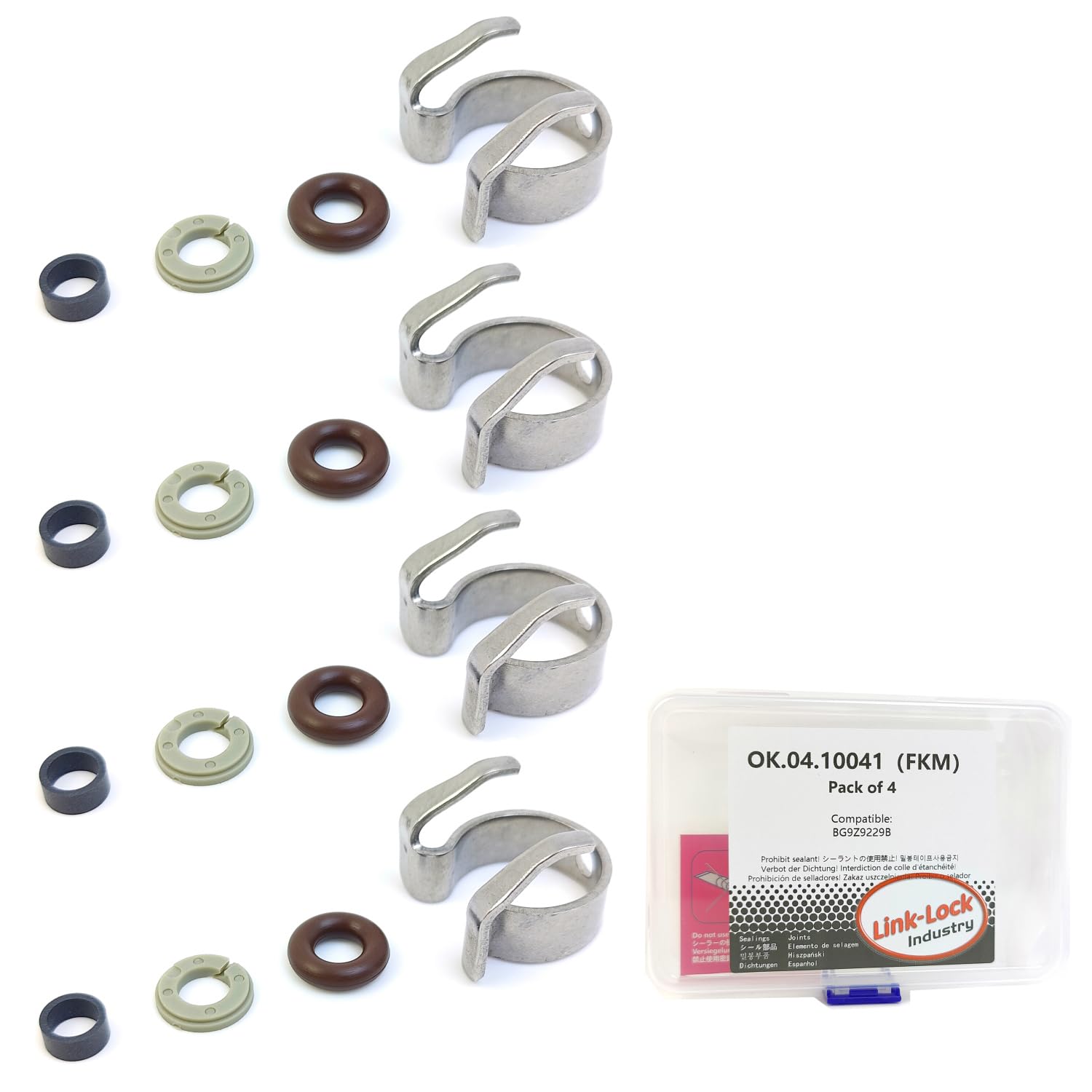 4Set OK.04.10041 Fuel Injector Repair kit BG9Z9229B with FKM Viton O-Ring for Ford 2.3L L4 Turbocharged 2016-2018