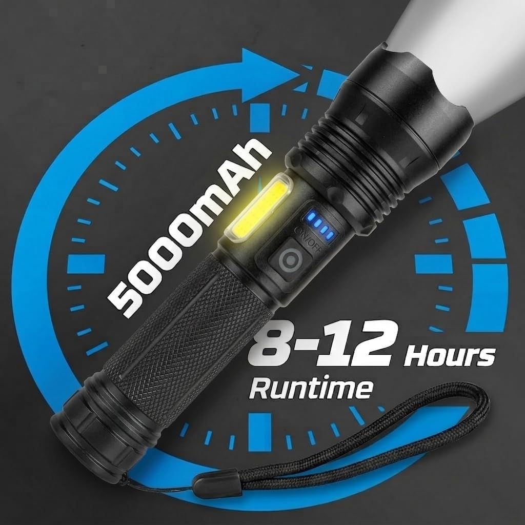 THY TRY Rechargeable Flashlight 90,000 High Lumens, 2 Pack Bright Flashlights with 7 Modes, Powerful Flash Light for Home, Hiking, Camping