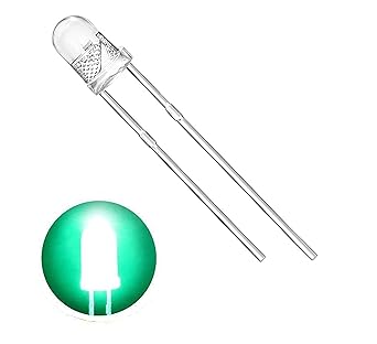 Wizzo (Pack of 100 Pieces) Transparent Super Bright LED 5mm, 3V DC 2 Pin Light Emitting Diode, Multipurpose, For Science Projects DIY Hobby Kit (GREEN)