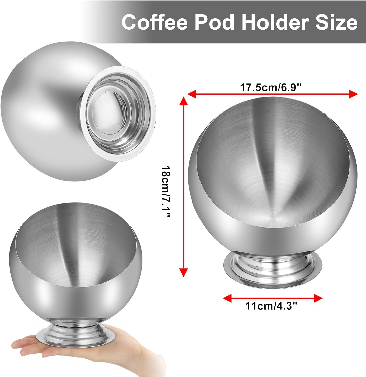 ELLDOO Coffee Pod Holder, Silver Metal Coffee Pod Storage for K Cup Nespresso Vertuo Keurig, Creamer Organizer Candy Bowl Fruit Snacks Jar for Countertop Kitchen Breakroom