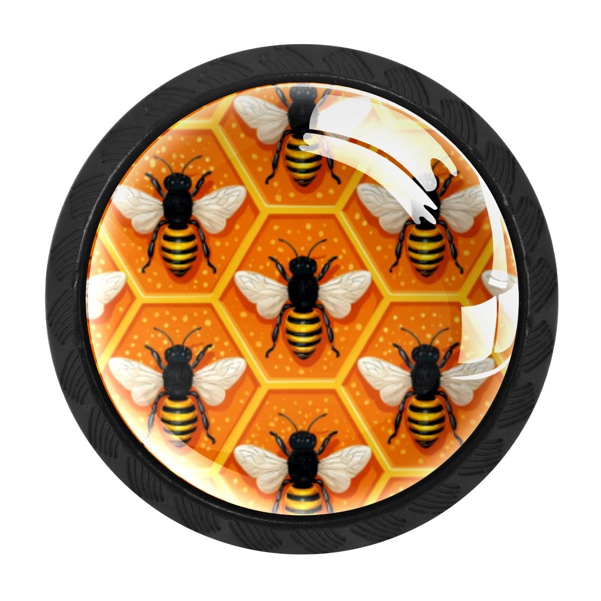 4 PCS Kitchen Cabinet Knobs, Bee Honeycomb Drawer Knobs Dresser Handles