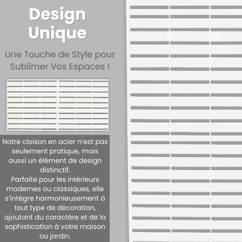 SIEDITI FUORI E DENTRO Panneau Brise-Vue Paravent métal modulaire Claustra Acier résistant intempéries Lignes Blanc