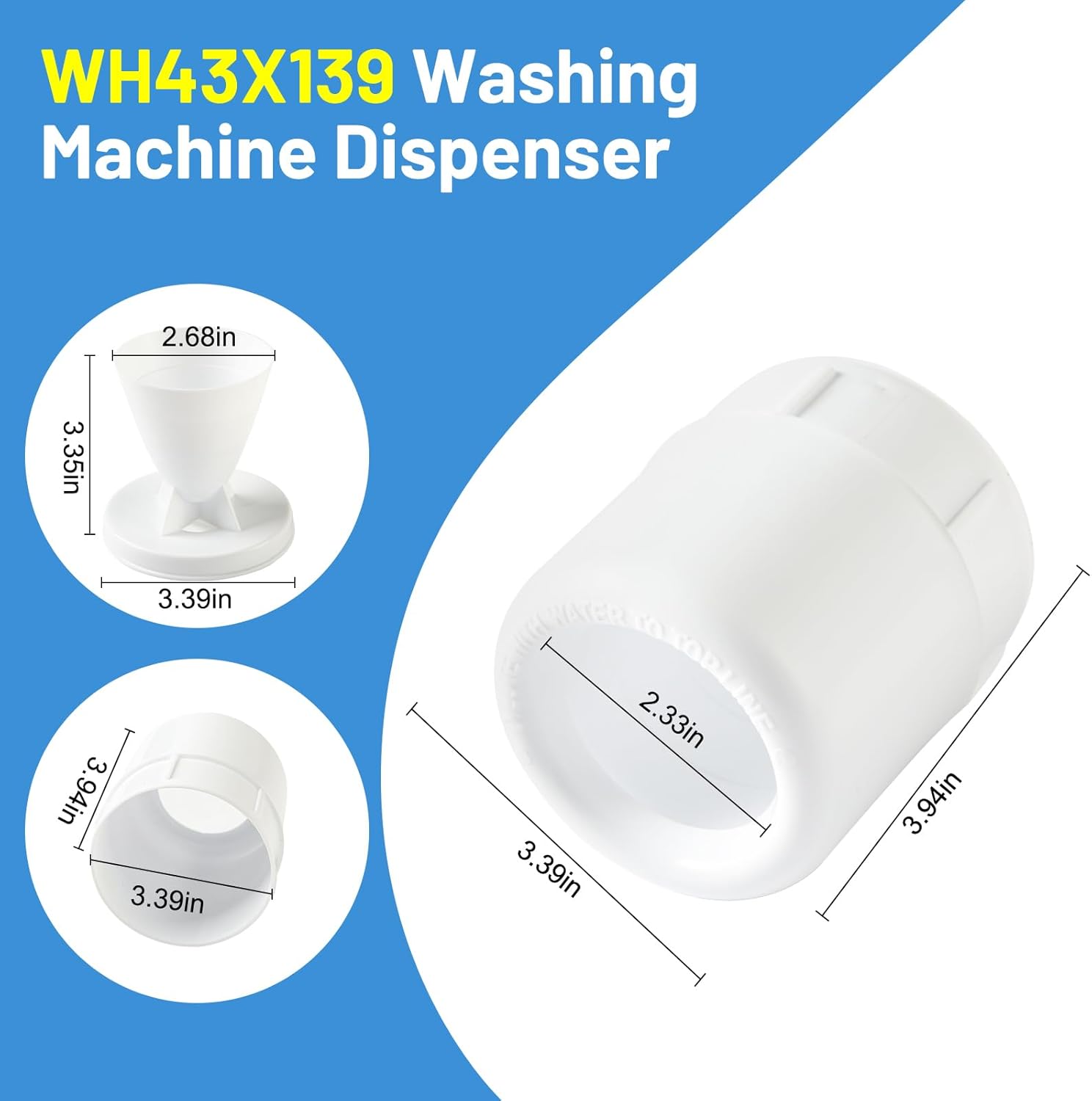 WH43X139 Washing Machine Dispenser Compatible with GE Hotpoint Kenmore. WH43X139 Fabric Softener Dispenser Replace AP2047302 280378 AH272900 EA272900 PS272900 WH43X0139 WH43X10028