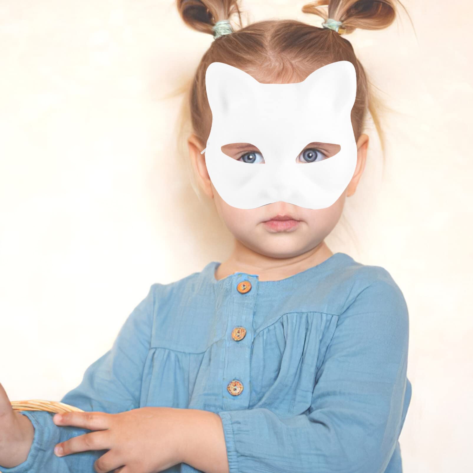 Alipis Cat Mask Diy White Paintable Masks Blank Paper Fox Mask Unpainted Half Animal Dress Up Mask Plain Masquerade Masks for Carnival Easter Costume Party Prop 5pcs