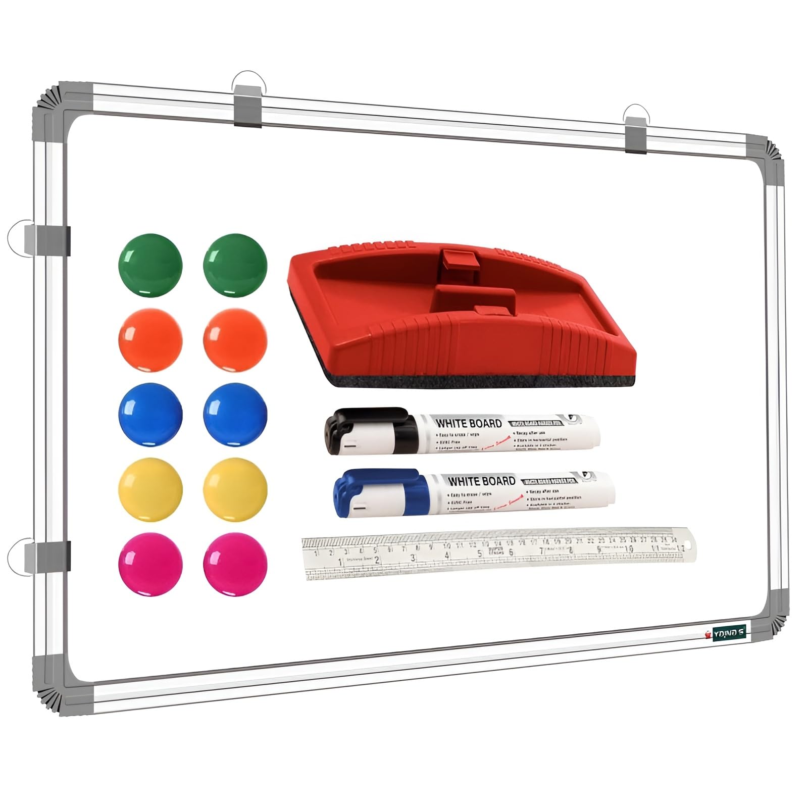 YAJNAS Magnetyczna suchościeralna tablica suchościeralna/laptop, 41 x 28 cm (szer. x wys.), zestaw combo (1 magnetyczna tablica suchościeralna/laptop + 10 szt.)