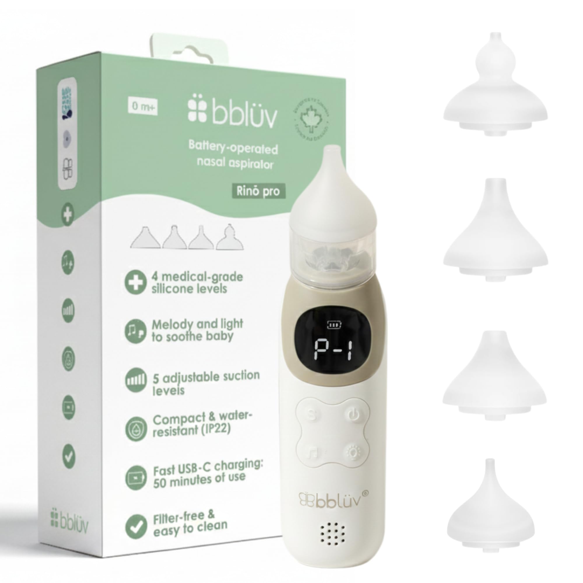 Aspirateur Nasal Électrique Bébé - 6 Niveaux D'Aspiration, Musique & Lumière Apaisante, Embouts Silicone Doux, Rechargeable USB-C