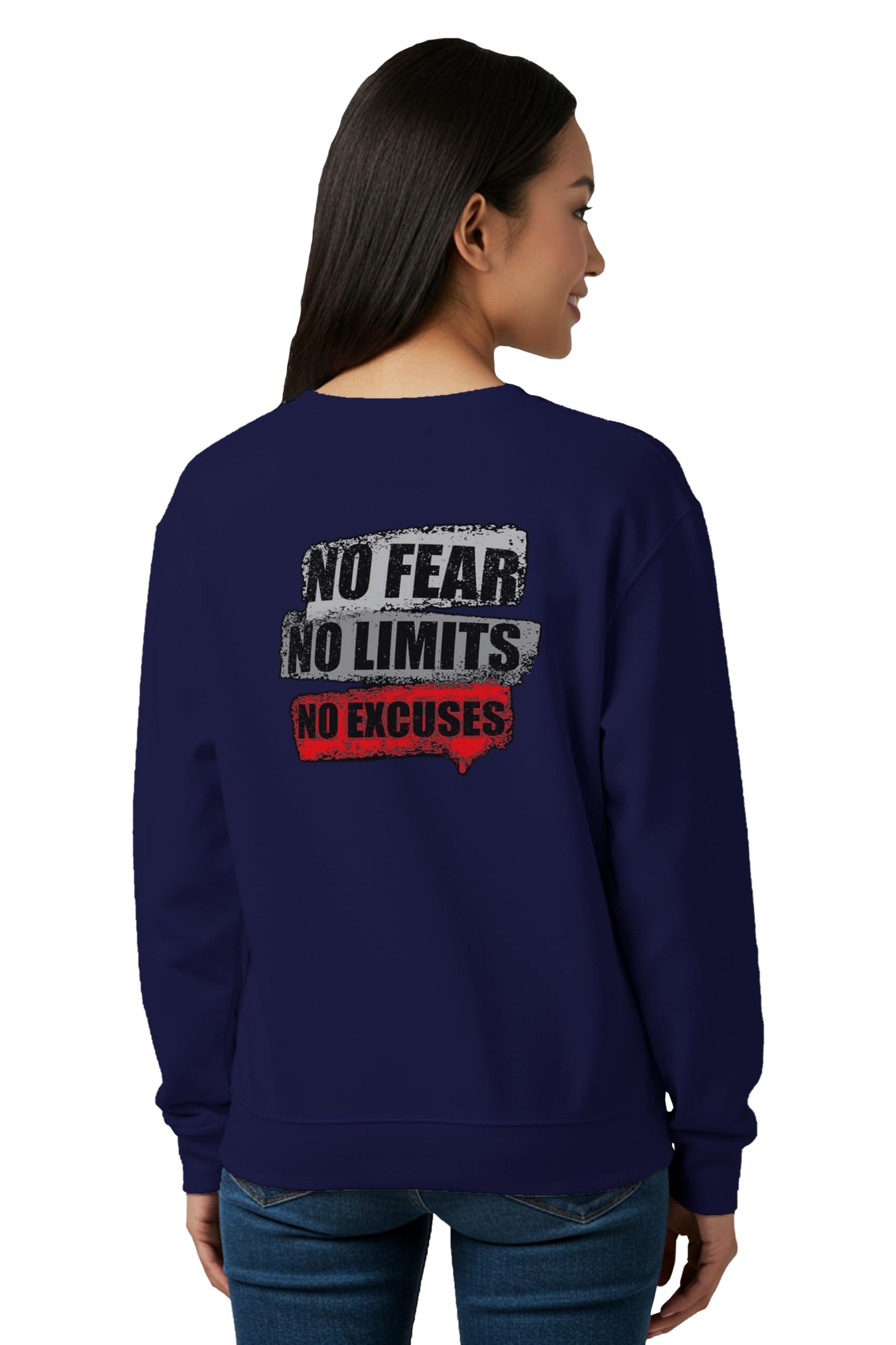 buy that trendz Winter Sweatshirt for Women No Fear No Limits Graphic Printed Round Neck Regular Fit Cotton Blend Gen Z Casual Sweatshirt-picture-32
