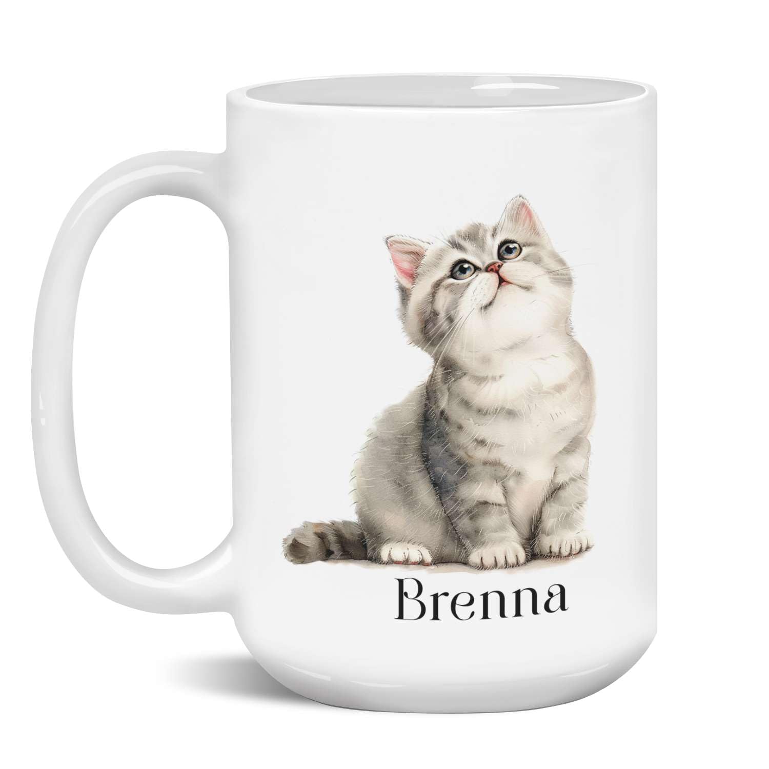 Personalized British Shorthair Cat Coffee Mug - Custom Name Cat Lover Mug, White Ceramic, 11oz Or 15oz - View #3
