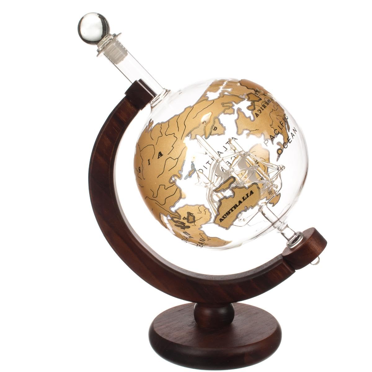 Bar Originale Gold Ship Globe Decanter - 750ml - Clear Glass - Cocktail & Spirits Serving