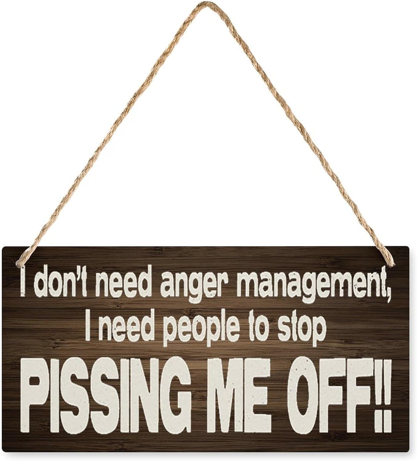 Pibonto Women's Wall Art 5X10 Inch Wall Decor Sign With Warming Quotes I Don't Need Anger Management Funny Office Decor Wall Decoration Wood Sign Hanging Home Decor Wooden Farmhouse Wall Decor For Living Room Decor