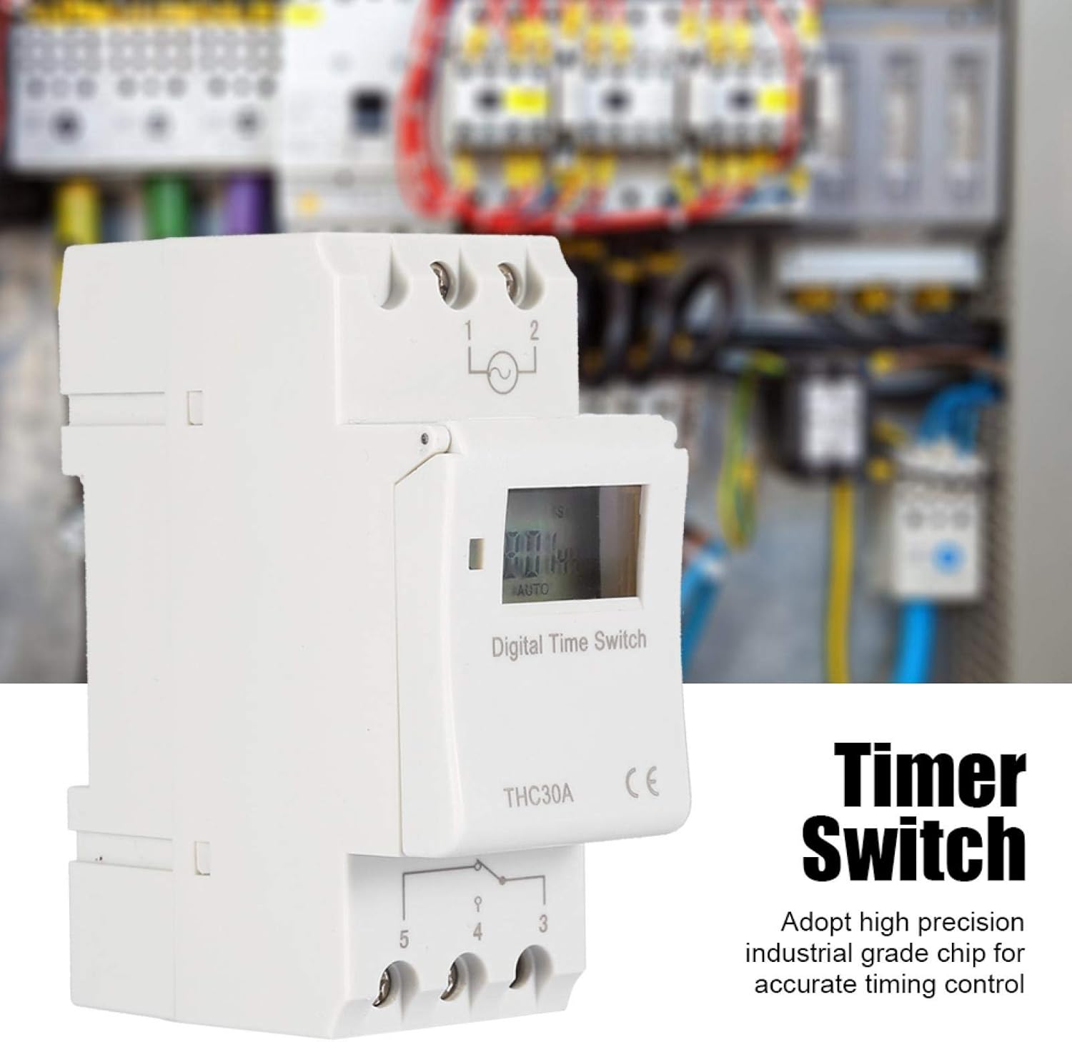 Programmable Digital Timer Switch, High Capacity Din Rail Mounted THC Timer Relay 30A for Street Lamps and Production Devices