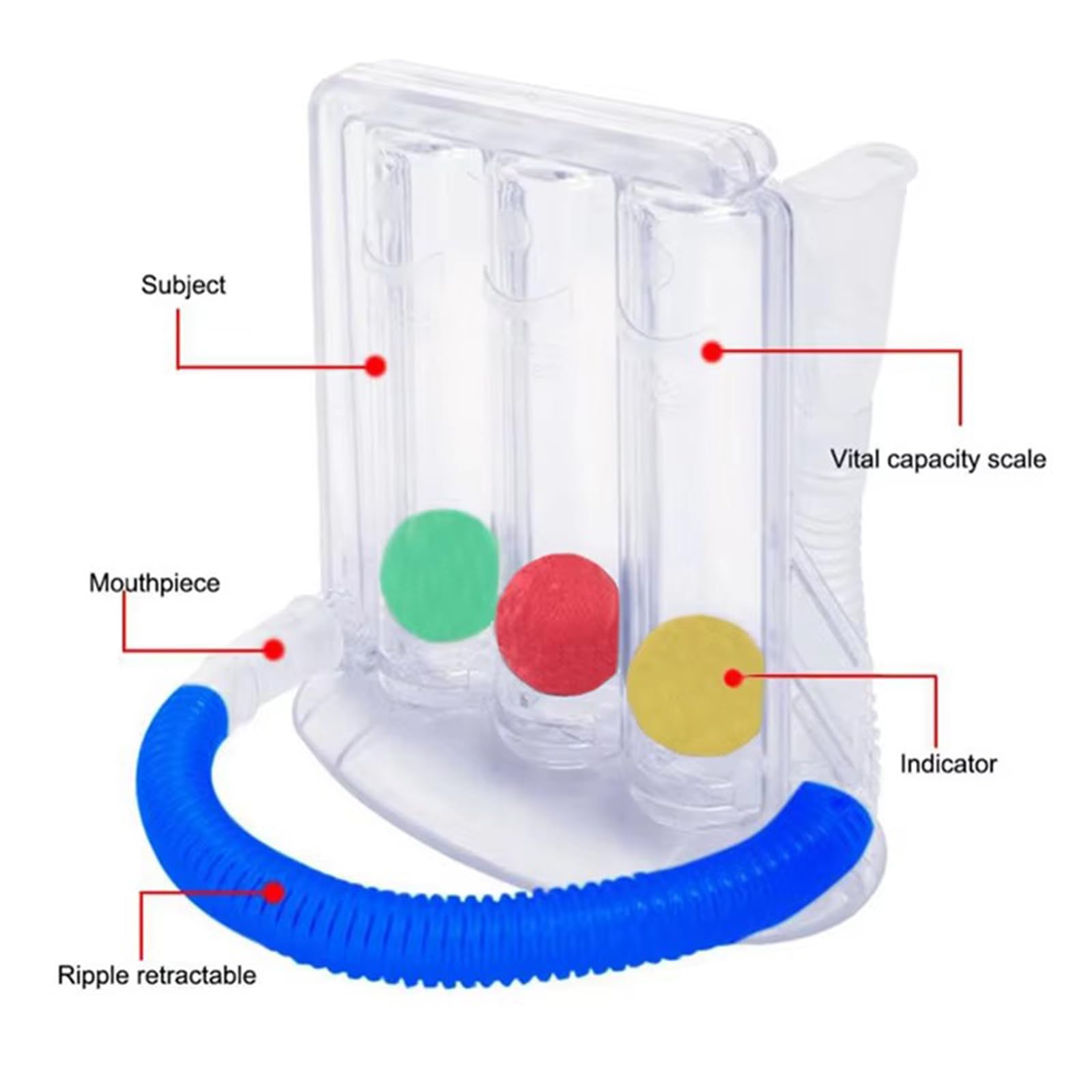 Appareil Respiratoire,Entraîneur Respiratoire Profond,Entraîneur Respiratoire à 3 Chambres,Exerciseur pulmonaire à respiration profonde,Pour la Thérapie du Langage et la Fonction Pulmonaire