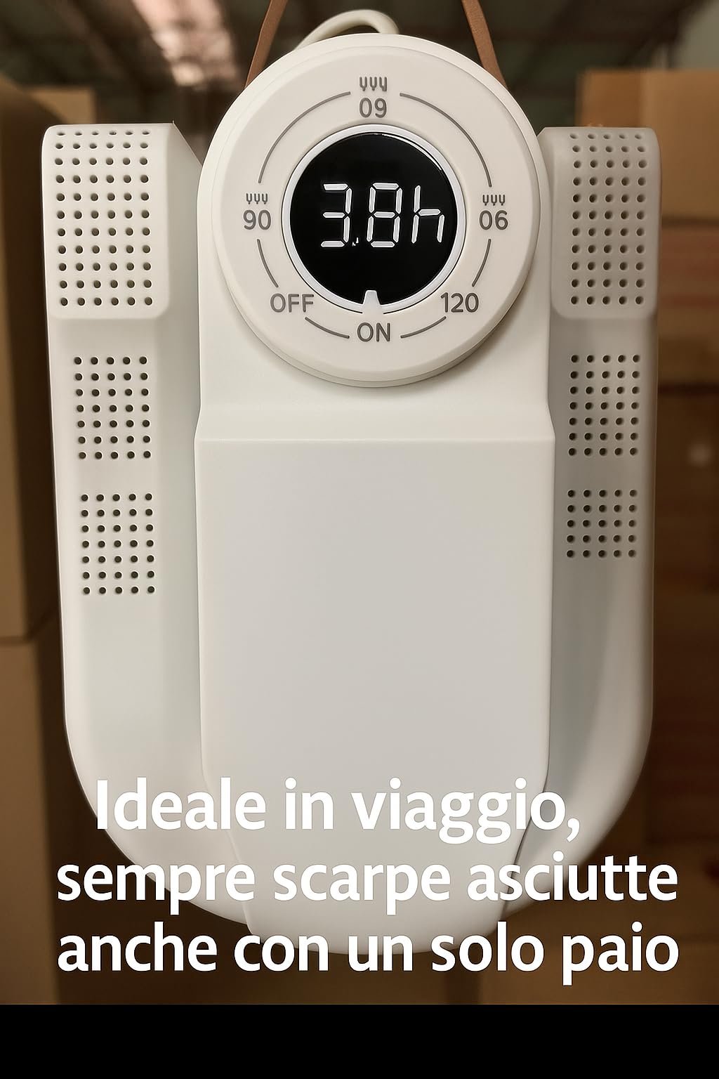 Asciuga Scarpe Elettrico ad Aria Calda con Controllo Intelligente della Temperatura – Asciugatura Rapida, Timer Regolabile, Flusso d’Aria 3D, per Scarpe, Guanti e Stivali. Ideale per Viaggio