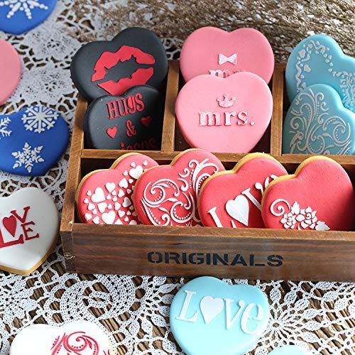 Bchocks Heart Cookie Cutter Set 7 Pcs With 100 Pcs 4 Clear Pink Heart Biscuit Bags - Valentine Day Cookie Cutters Set Stainless Steel Biscuit Pastry Cutters #TOP3