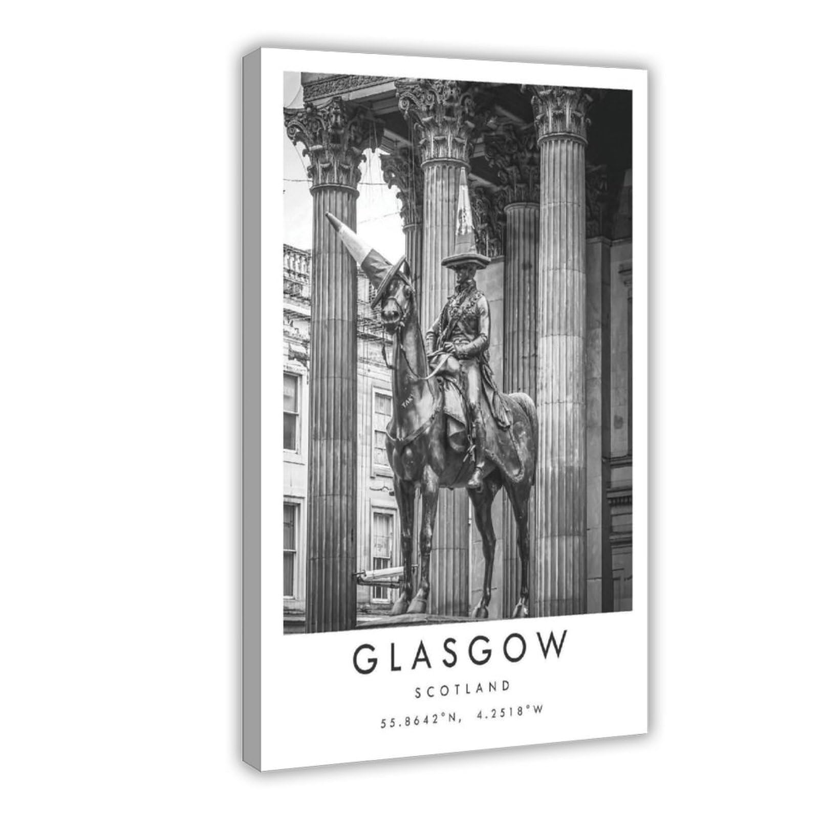 WLQZFRWV Glasgow Travel, Glasgow Poster Canvas Poster Bedroom Decor Landscape Office Room Decor Gift 16x24inch(40x60cm)