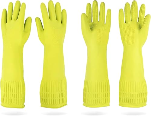 DABOGOSA MAMISON - 2 pares de guantes de goma, guantes largos de goma para lavar platos, talla L